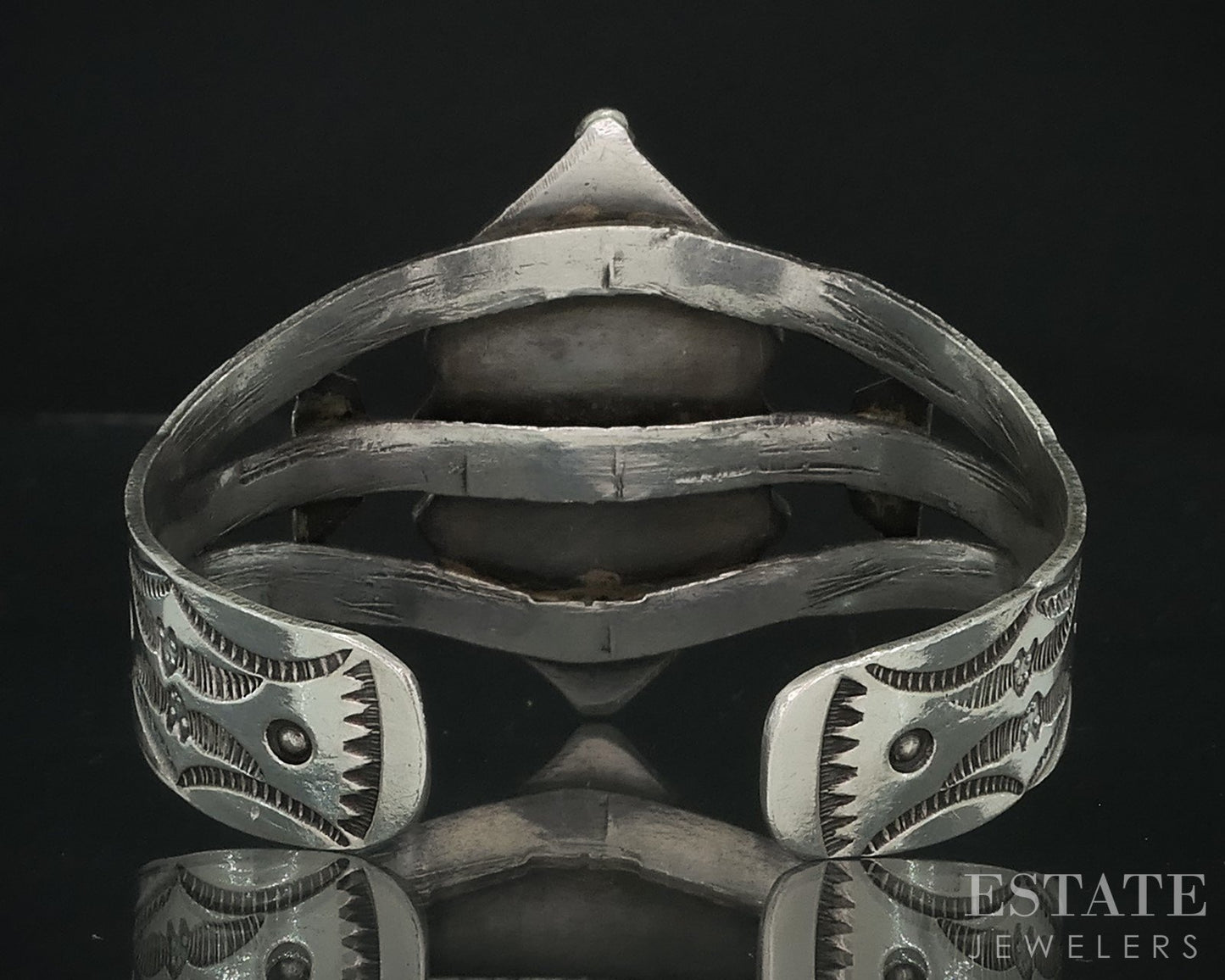 Vintage Sterling Natural Green Turquoise Navajo Cuff Bracelet 33.8g i18161