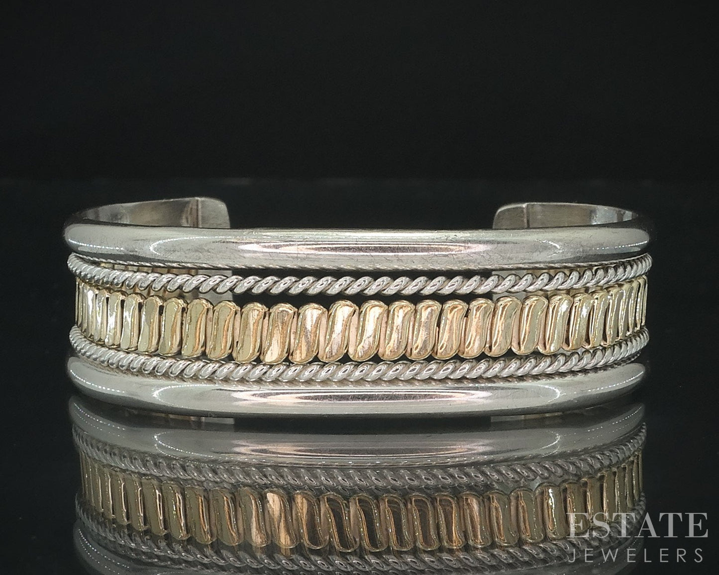 Vintage Gold Filled & Sterling Tahe Twisted Navajo Cuff Bracelet 33.6g i18160
