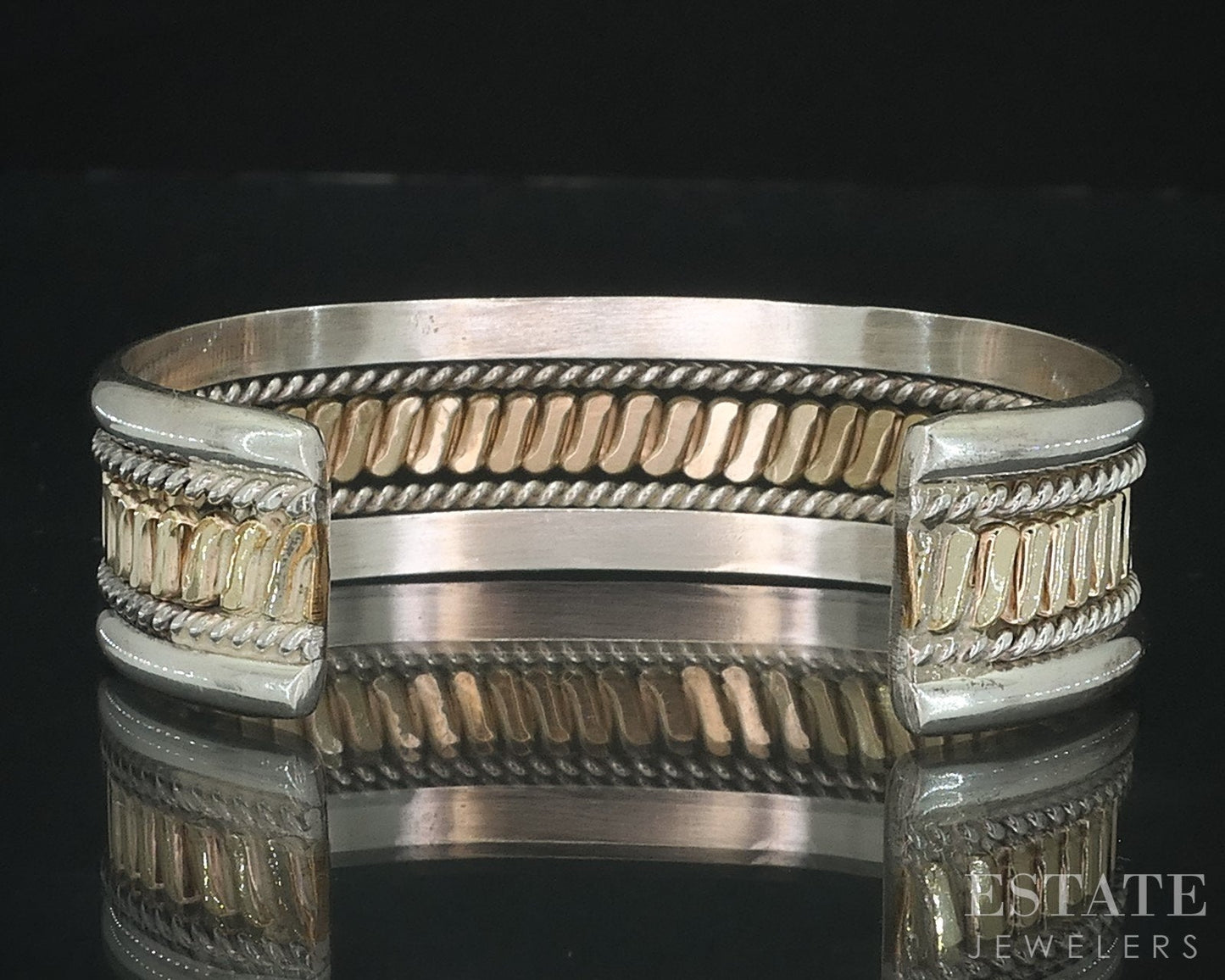 Vintage Gold Filled & Sterling Tahe Twisted Navajo Cuff Bracelet 33.6g i18160