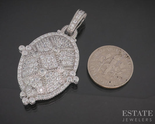 Sterling Silver Judith Ripka CZ Oval Cluster Ladies Pendant 8.3g i20459