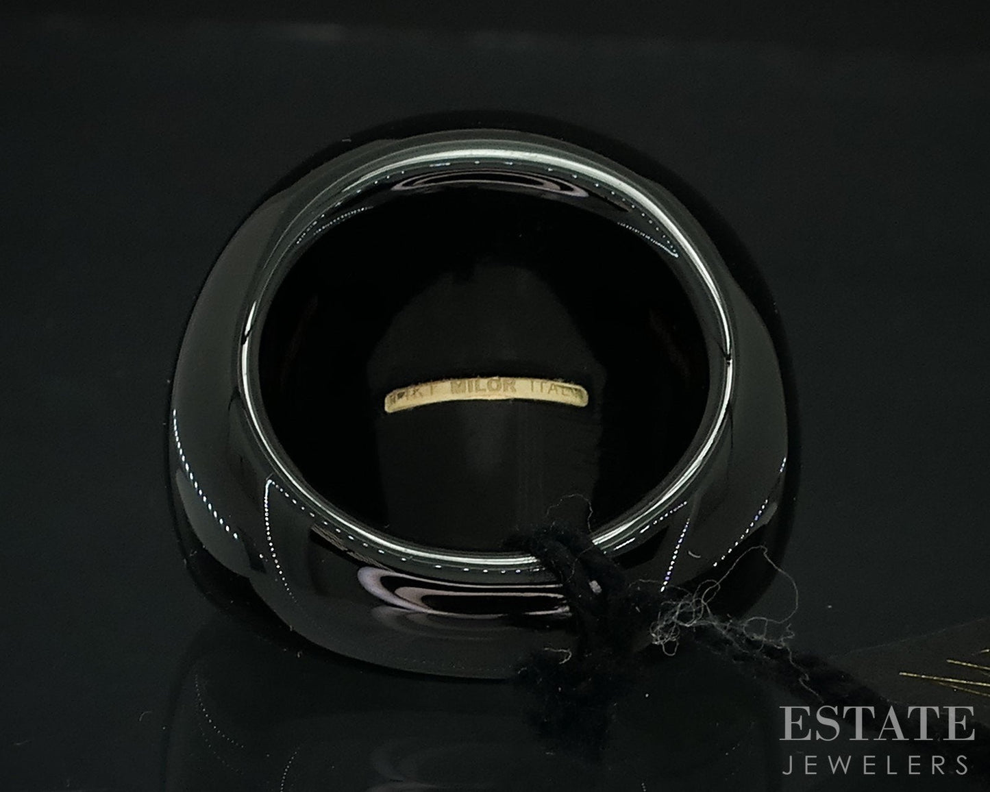 14k Yellow Gold Black Onyx Italiana Repvbblica Lira Coin Ring 16.4g i18148
