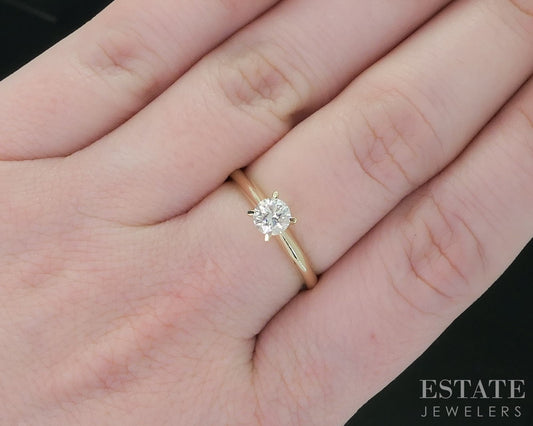 10k Yellow Gold Round Natural .40ct Diamond Solitaire Engagement Ring 2g i18118