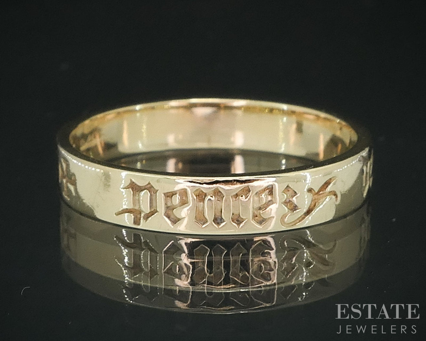 14k Yellow Gold 3.3mm Pense De Moy Inspirational Ladies Band Ring 2.5g i18110