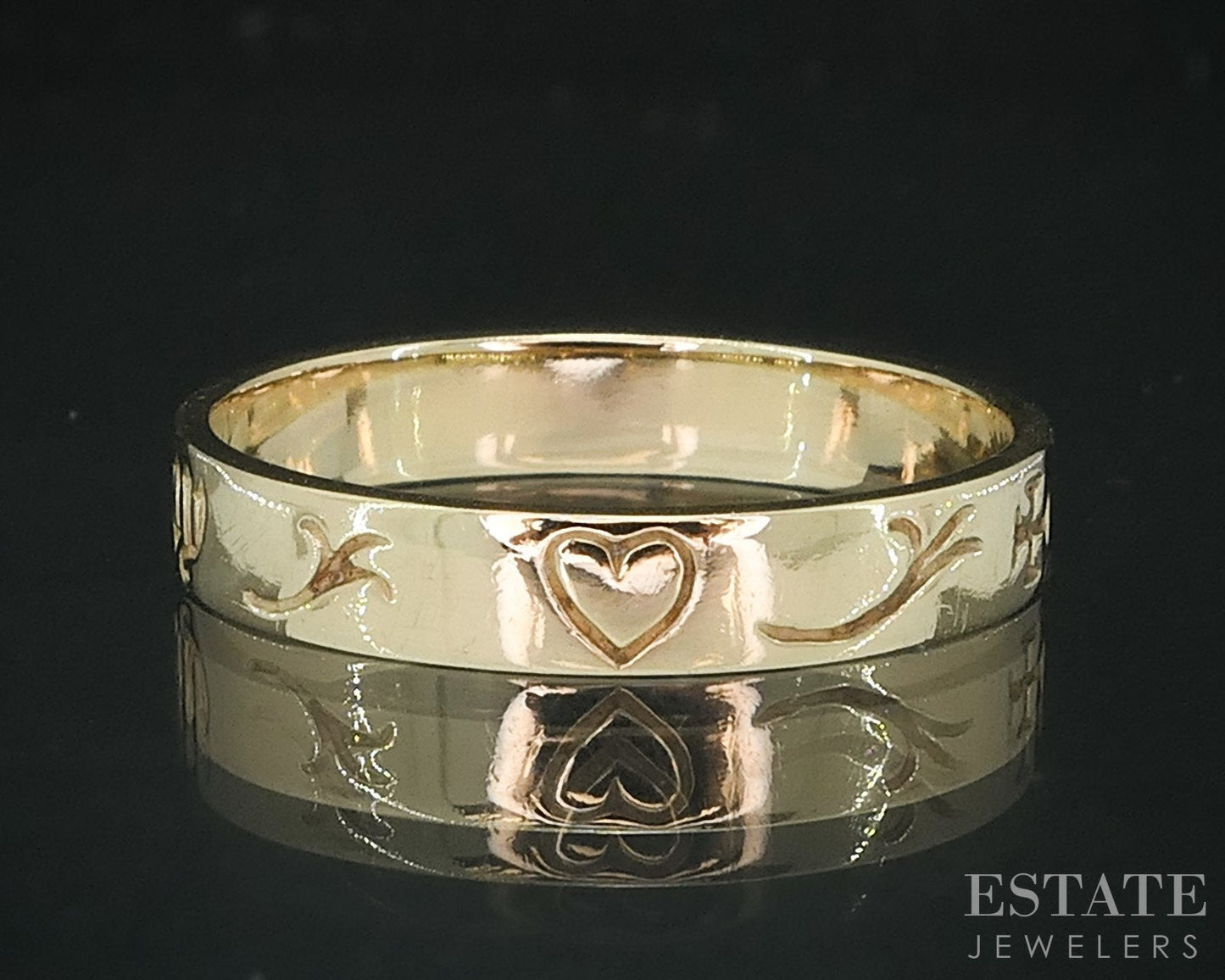 14k Yellow Gold 3.3mm Pense De Moy Inspirational Ladies Band Ring 2.5g i18110