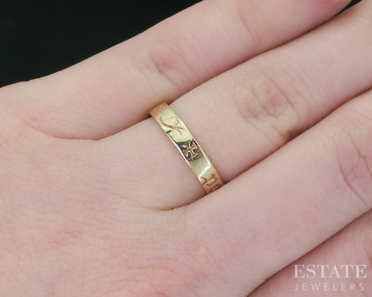 14k Yellow Gold 3.3mm Pense De Moy Inspirational Ladies Band Ring 2.5g i18110