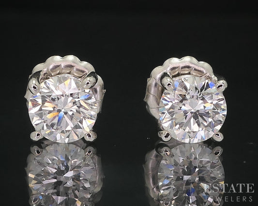 14k White Gold Round Lab Created 1.50ctw Diamond Ladies Stud Earrings i12620