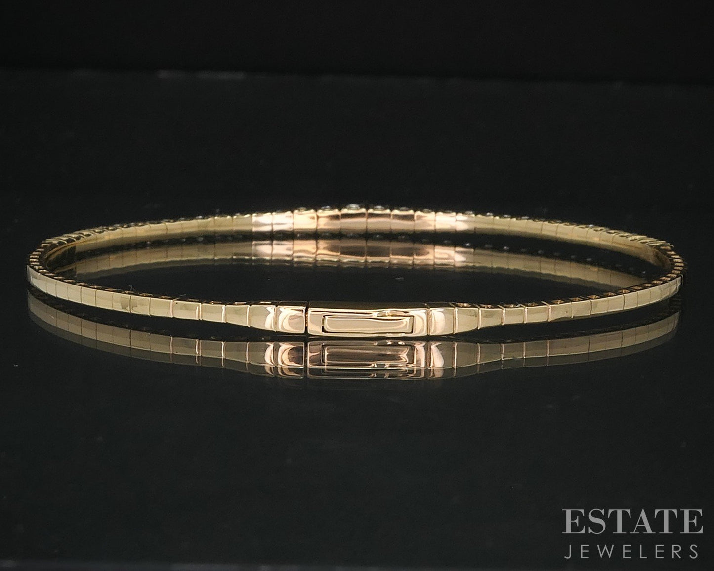 14k Yellow Gold Lab Created 1.50ctw Diamond Flex Bangle Bracelet 7.1g i15963