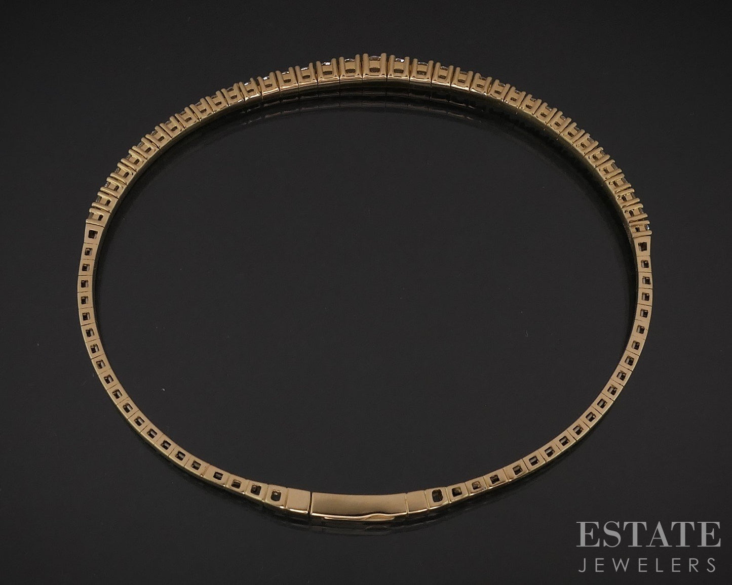 14k Yellow Gold Lab Created 1.50ctw Diamond Flex Bangle Bracelet 7.1g i15963