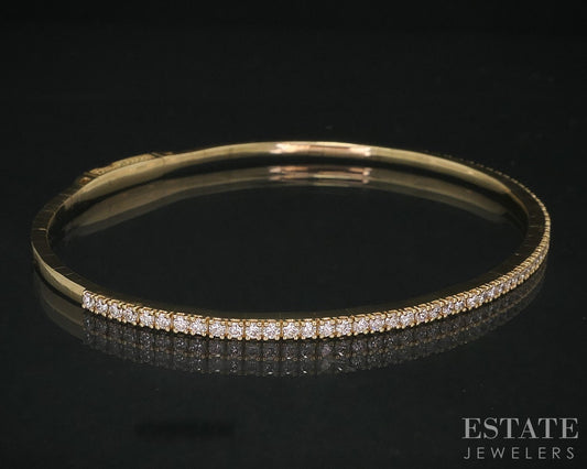 14k Yellow Gold Lab Created 1.00ctw Diamond Flex Bangle Bracelet 7.9g i15960