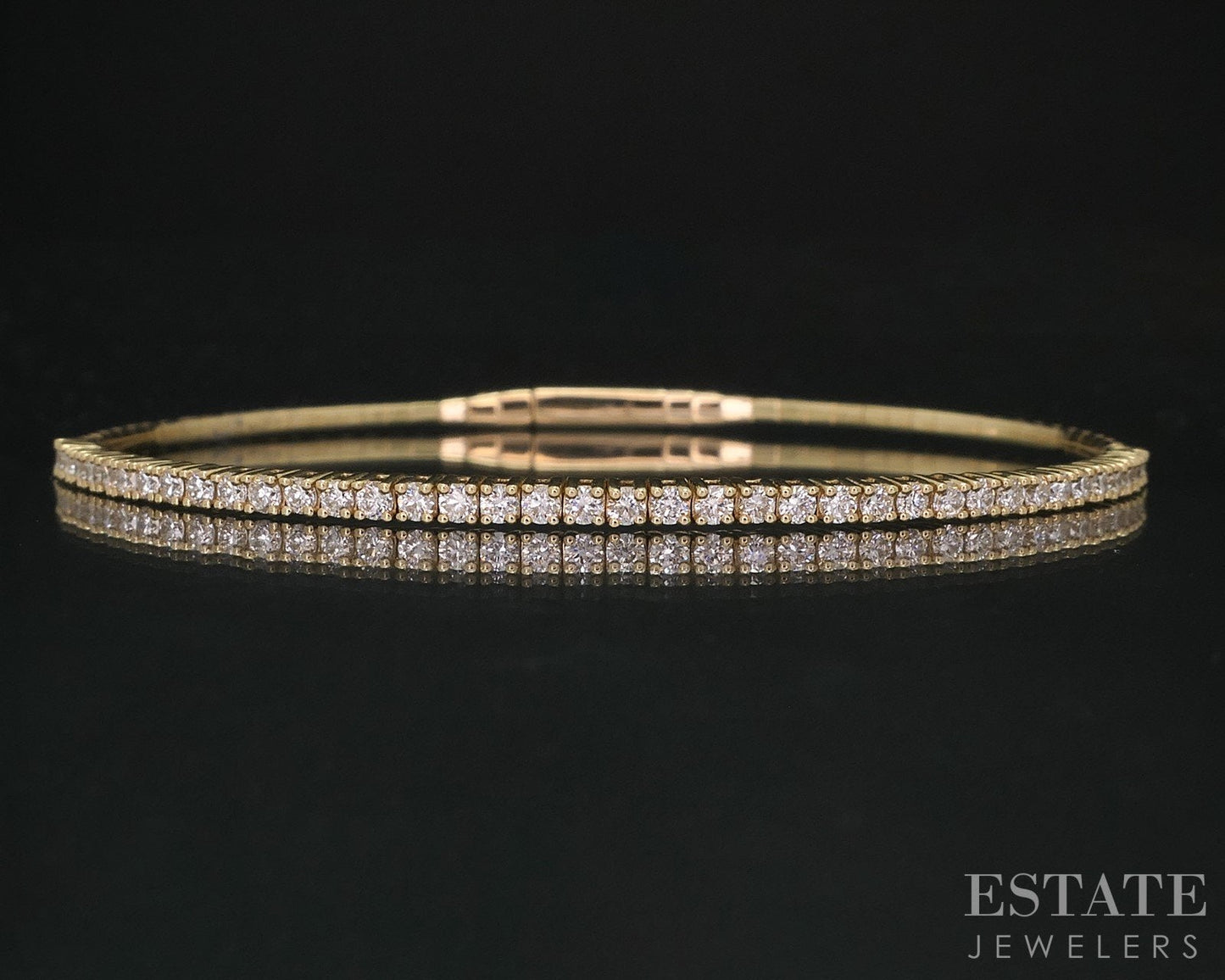 14k Yellow Gold Lab Created 1.00ctw Diamond Flex Bangle Bracelet 6.5g i15964