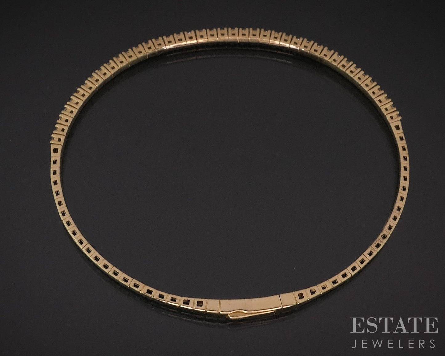 14k Yellow Gold Lab Created 1.00ctw Diamond Flex Bangle Bracelet 6.5g i15964