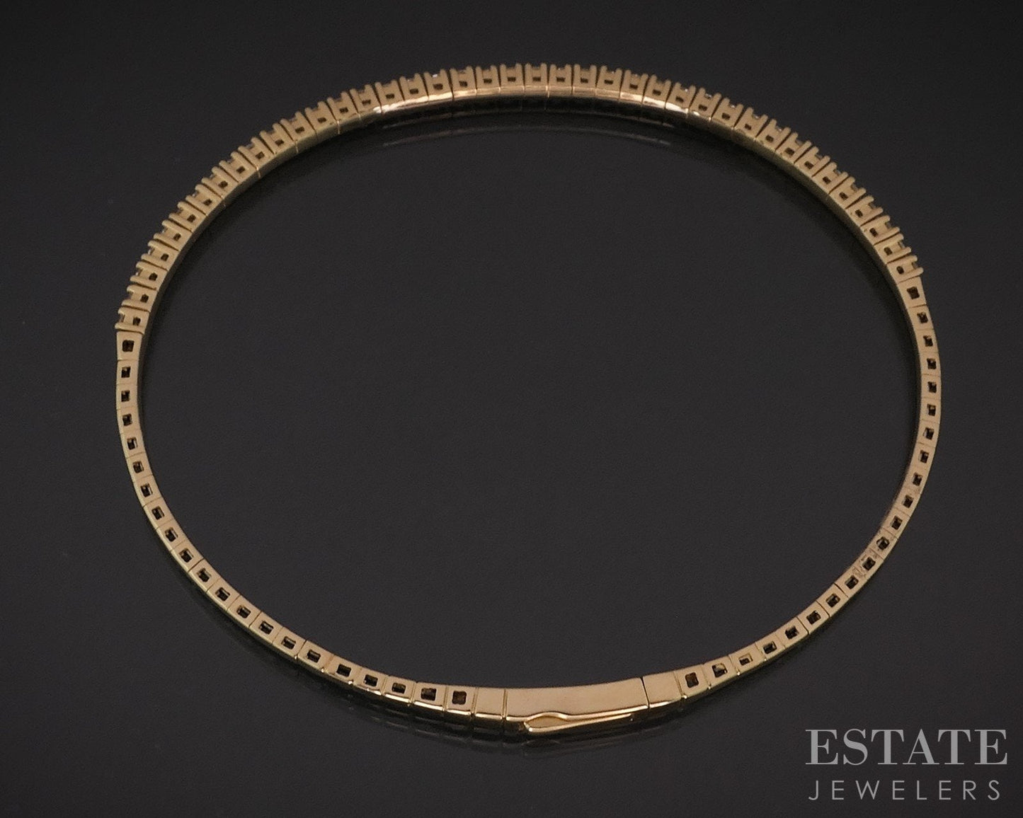 14k Yellow Gold Lab Created 1.00ctw Diamond Flex Bangle Bracelet 6.5g i15964