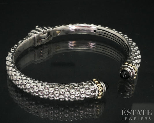 18k & Sterling LAGOS Caviar Black Onyx Ladies Cuff Bracelet 35.9g i18127
