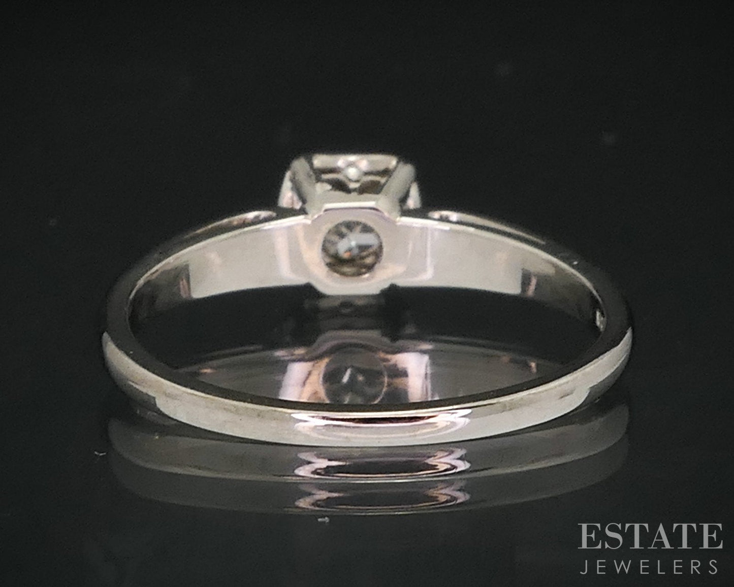 18k White Gold Round Natural .25ct Diamond Solitaire Engagement Ring 3g i18140