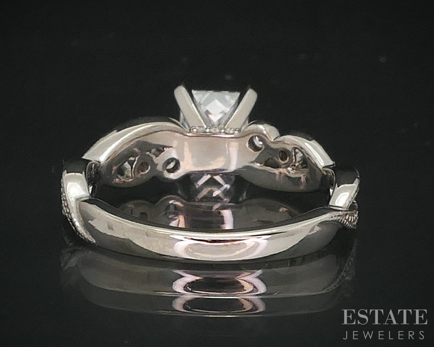 14k White Gold Princess GIA Natural .90ctw Diamond Engagement Ring 3.6g i18125