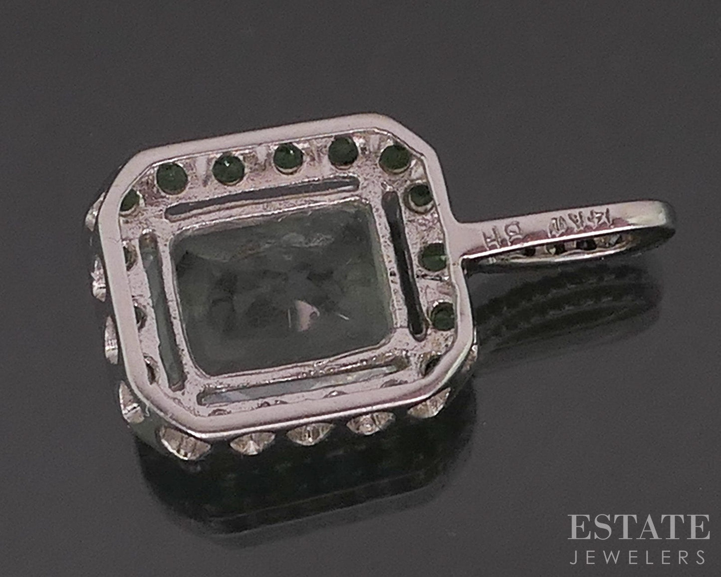 14k White Gold EFFY Green Amethyst Tsavorite & Diamond Pendant 2.3g i14016