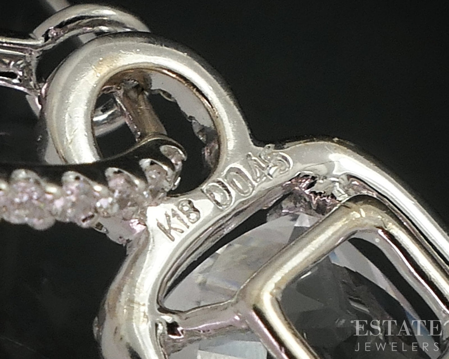 18k White Gold Natural White Topaz & Diamond Dangle Ladies Earrings 4.7g i15155