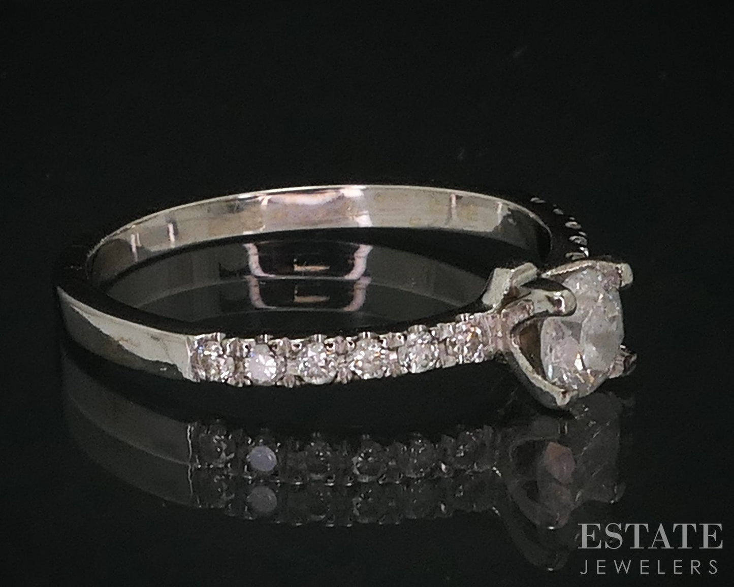 14k White Gold Round Natural .37ctw Diamond Engagement Ring 1.6g i18198