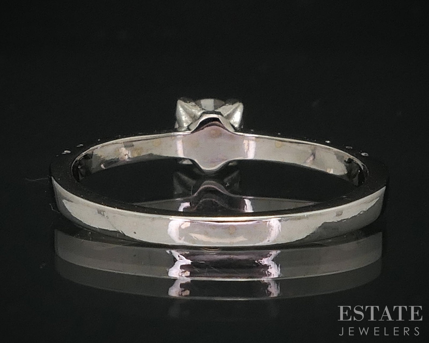 14k White Gold Round Natural .37ctw Diamond Engagement Ring 1.6g i18198