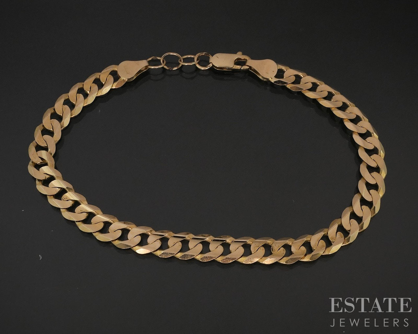 10k Yellow Gold 6.5mm Flat Curb Chain Link Mens Bracelet 11.3g 8.5"L i18213b