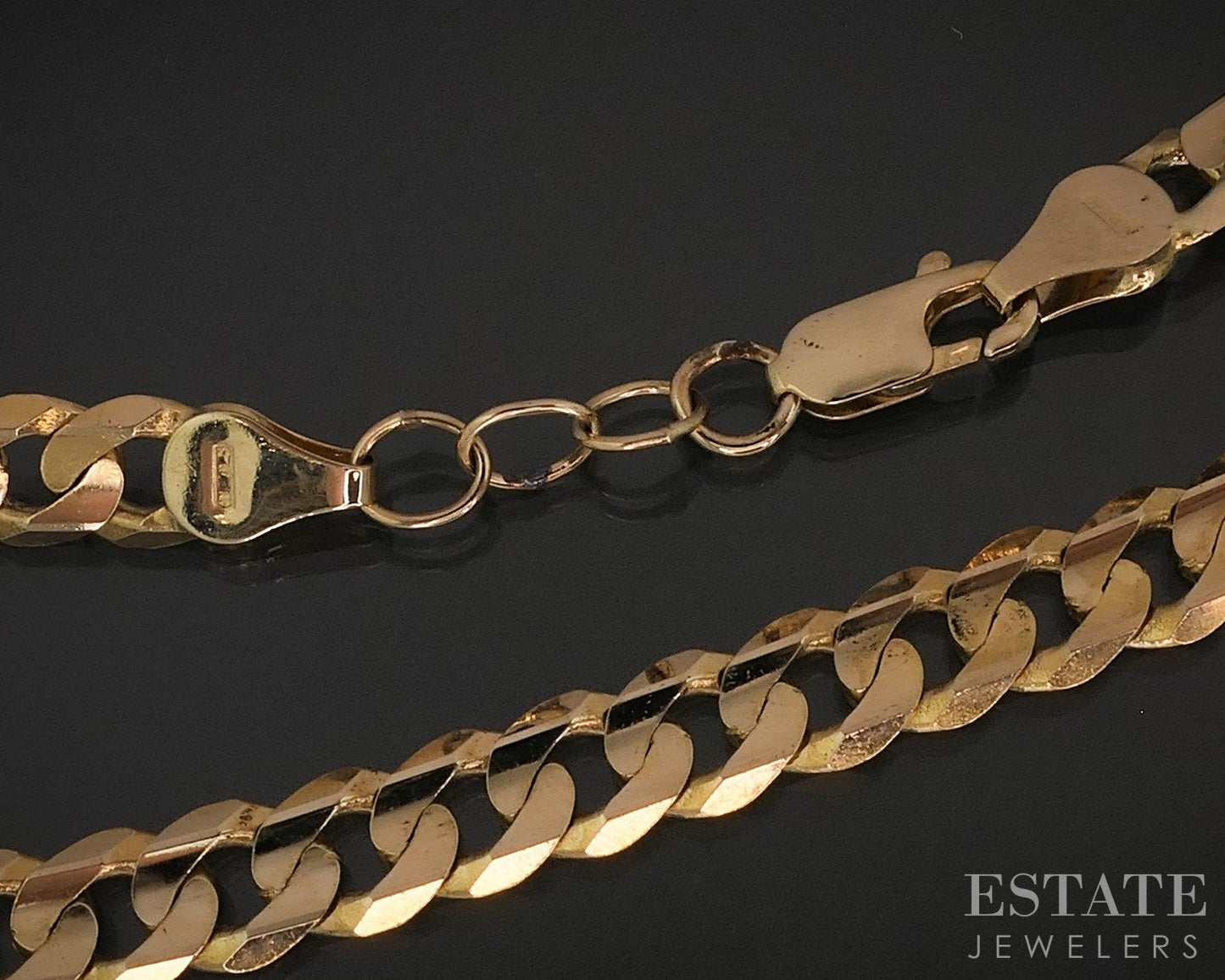 10k Yellow Gold 6.5mm Flat Curb Chain Link Mens Bracelet 11.3g 8.5"L i18213b