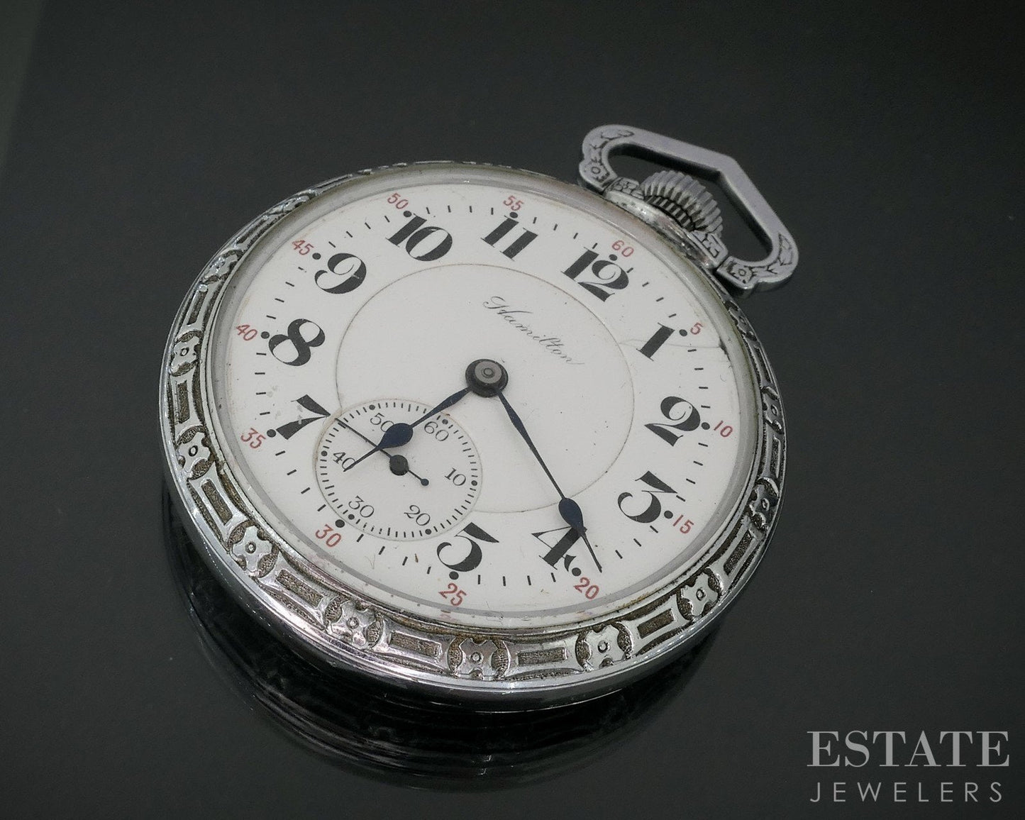 Antique Silver Tone Hamilton Grade 992 21j Pocket Watch i15693