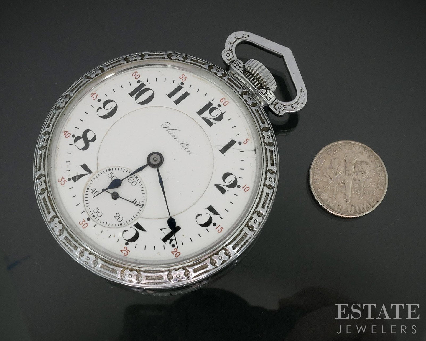 Antique Silver Tone Hamilton Grade 992 21j Pocket Watch i15693