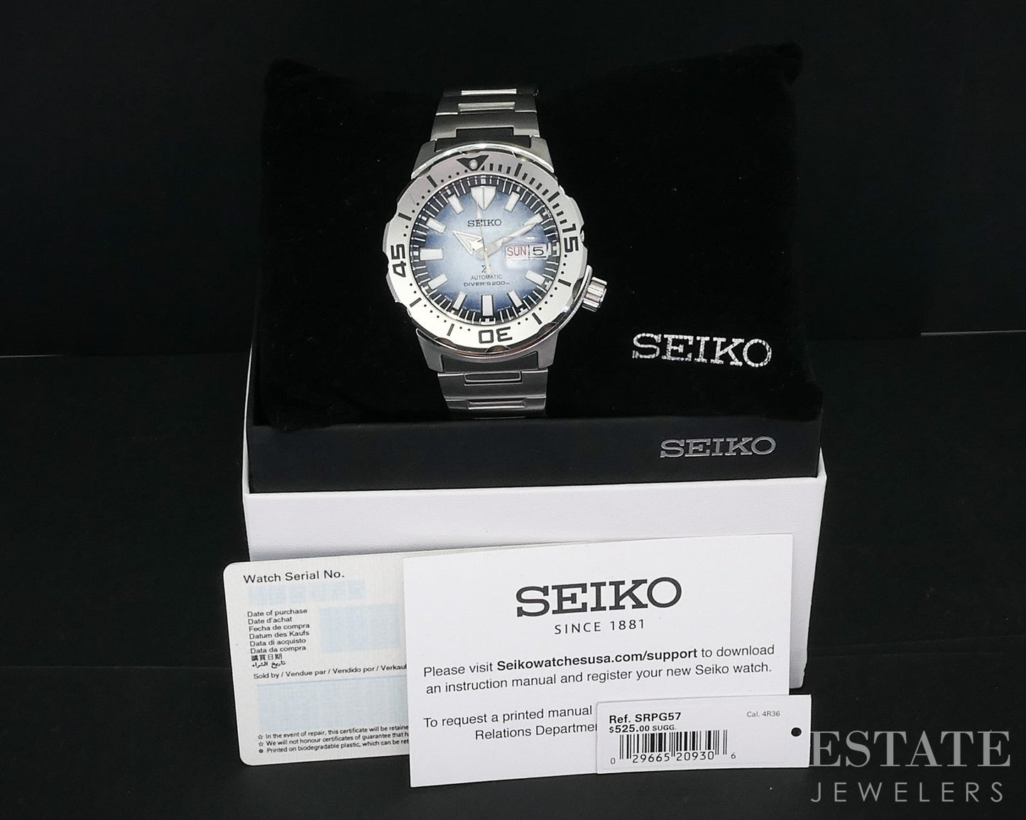 Seiko Prospex SRPG57 Blue Monster Antarctica Automatic Divers Mens Watch i18293