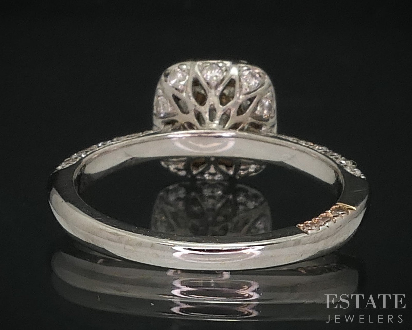 14k White Gold Round Natural 1.03ctw Diamond Halo Engagement Ring 3.5g i18289