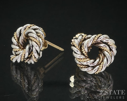 18k / Sterling Tiffany & Co. 11.5mm Knot Stud Ladies Earrings 4.4g i18290