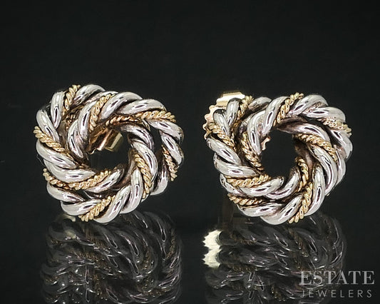 18k / Sterling Tiffany & Co. 11.5mm Knot Stud Ladies Earrings 4.4g i18290