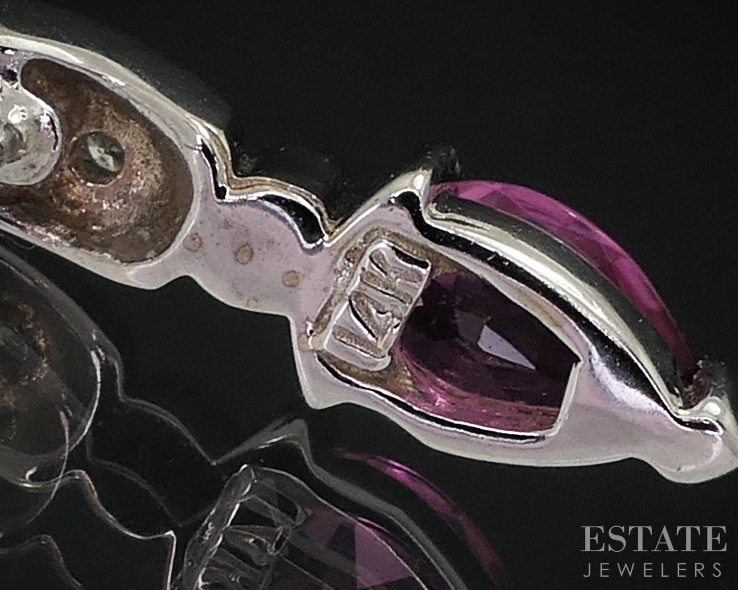 14k White Gold Natural Pink Tourmaline & Diamond Stud Earrings 2.0g i18274