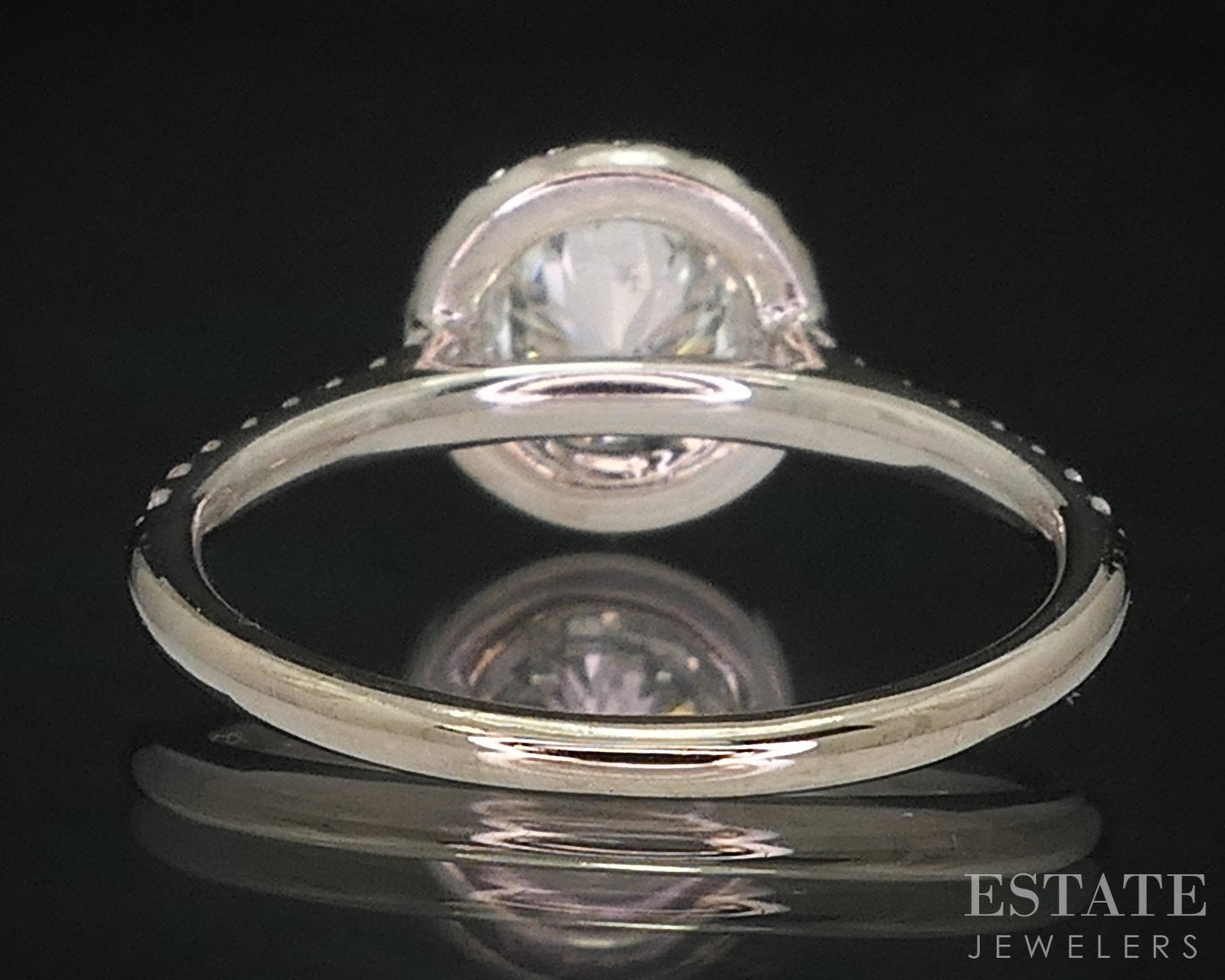 18k White Gold Round Natural 1.01ctw Diamond Halo Engagement Ring 2.6g i18291