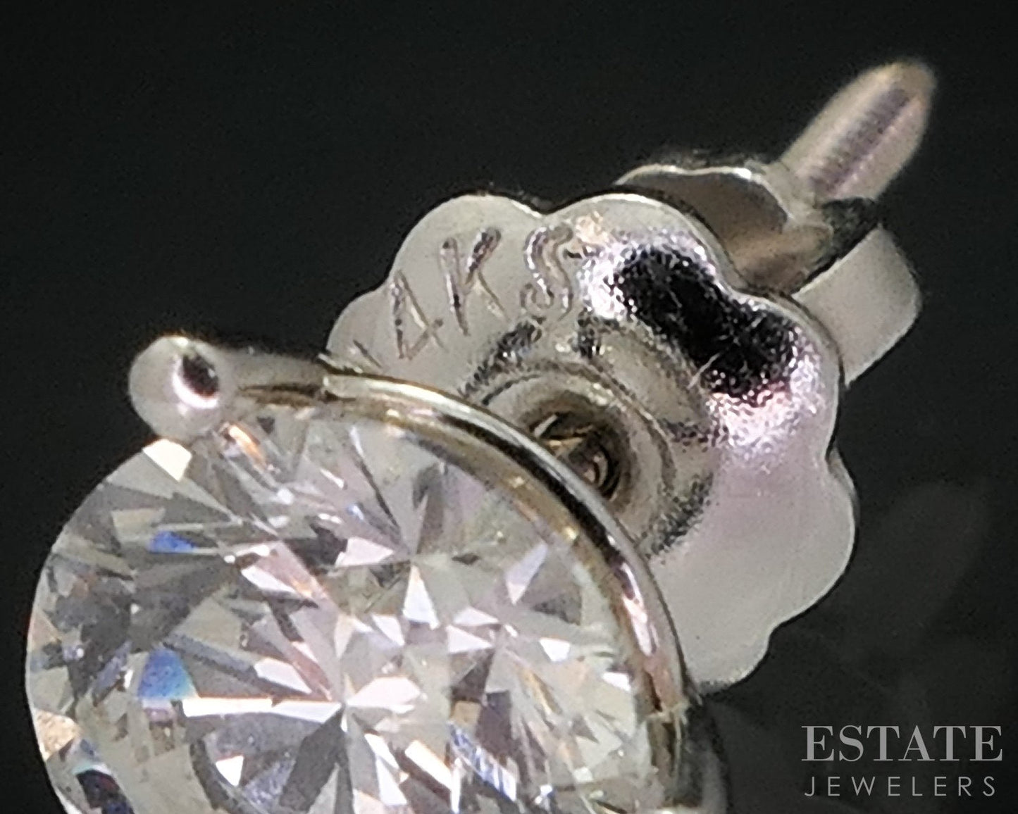 14k White Gold Round Natural .85ctw Diamond Screw Back Earrings i18273