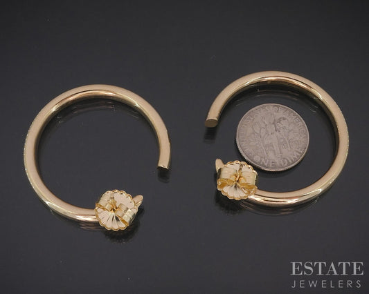 14k Yellow Gold 4mm Smooth Forward Facing Hoop Ladies Earrings 5.3g i18324b