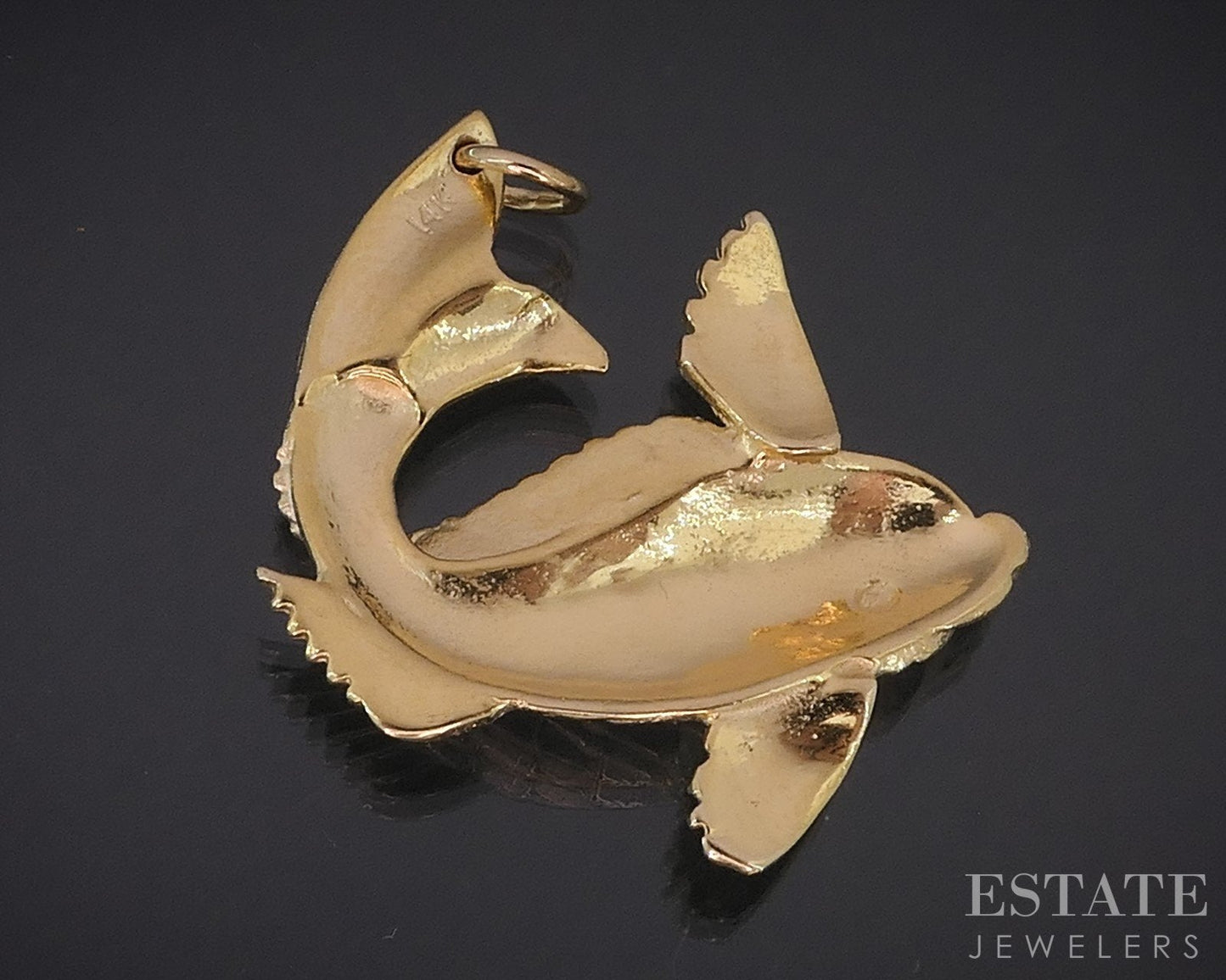 14k Yellow Gold Dimensional Koi Fish Charm Pendant 6.3g i18350b