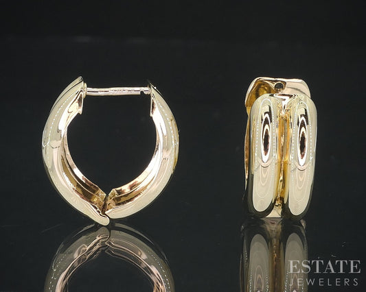 14k Yellow Gold 8mm Smooth Puffy Hinged Hoop Earrings 3.9g i18348b