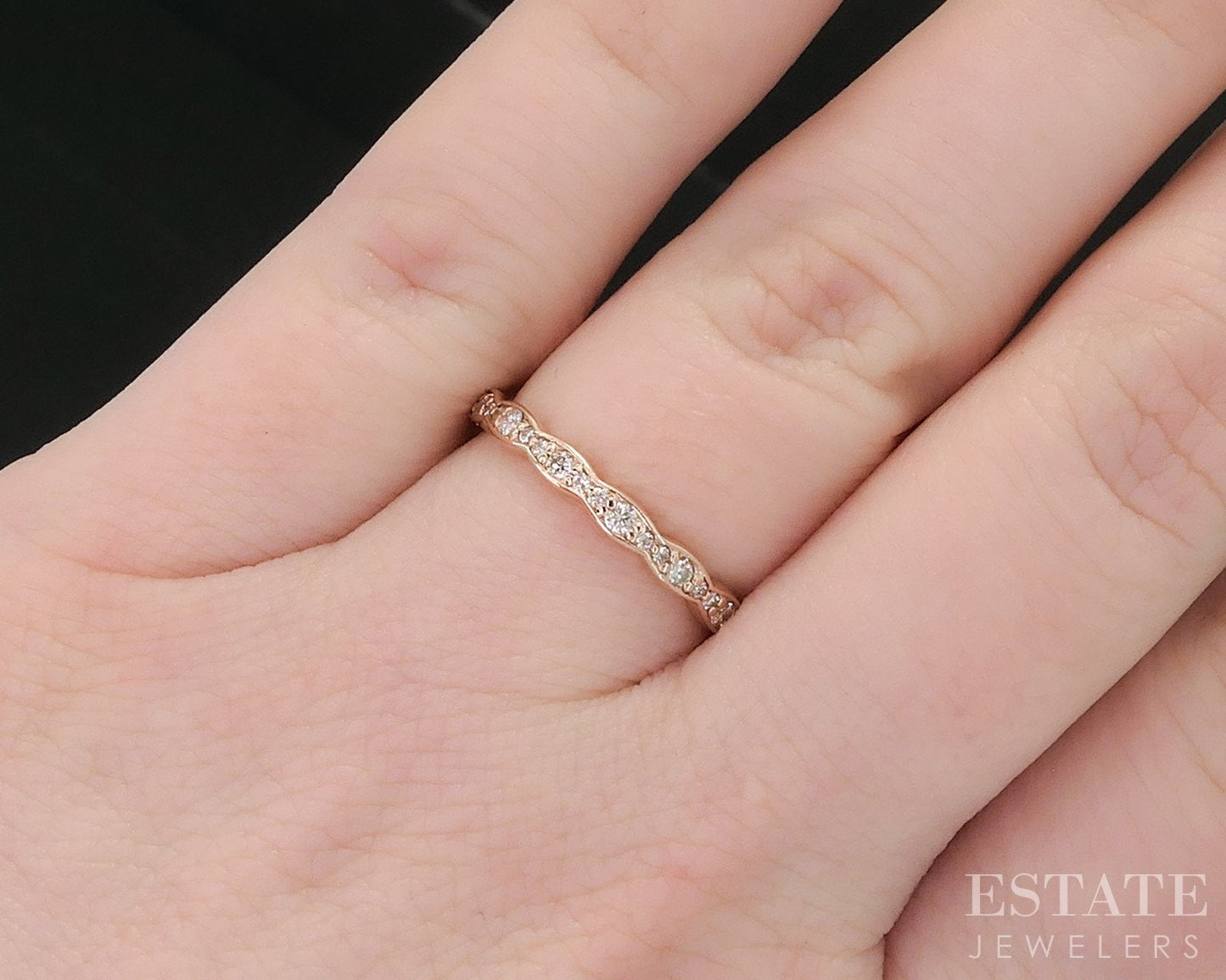 14k Rose Gold Round Natural .28ctw Diamond Ladies Wedding Band 1.8g i15106