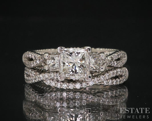 14k White Gold GIA Natural 1.20ctw Diamond Verragio Wedding Set 7.6g i18407