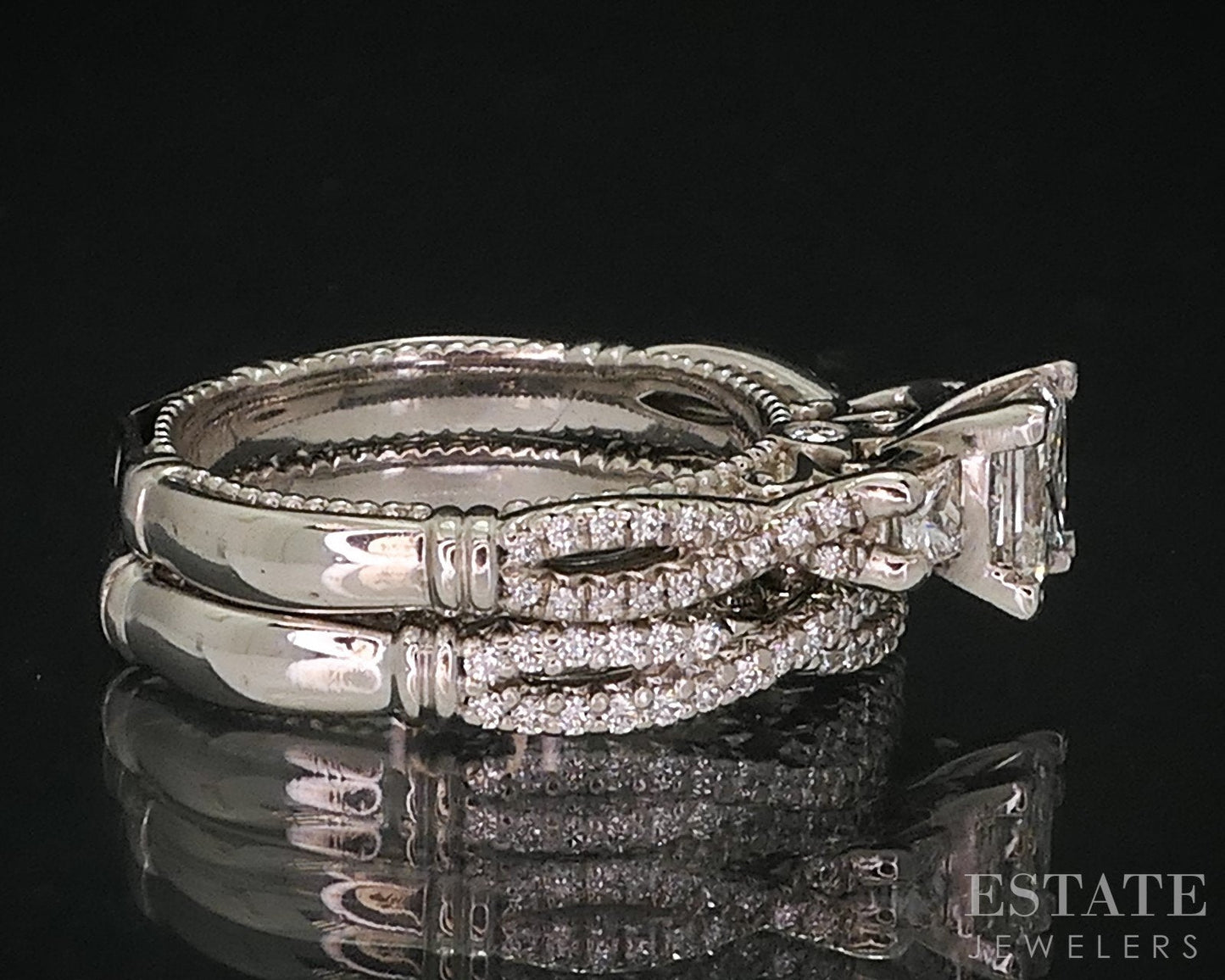 14k White Gold GIA Natural 1.20ctw Diamond Verragio Wedding Set 7.6g i18407