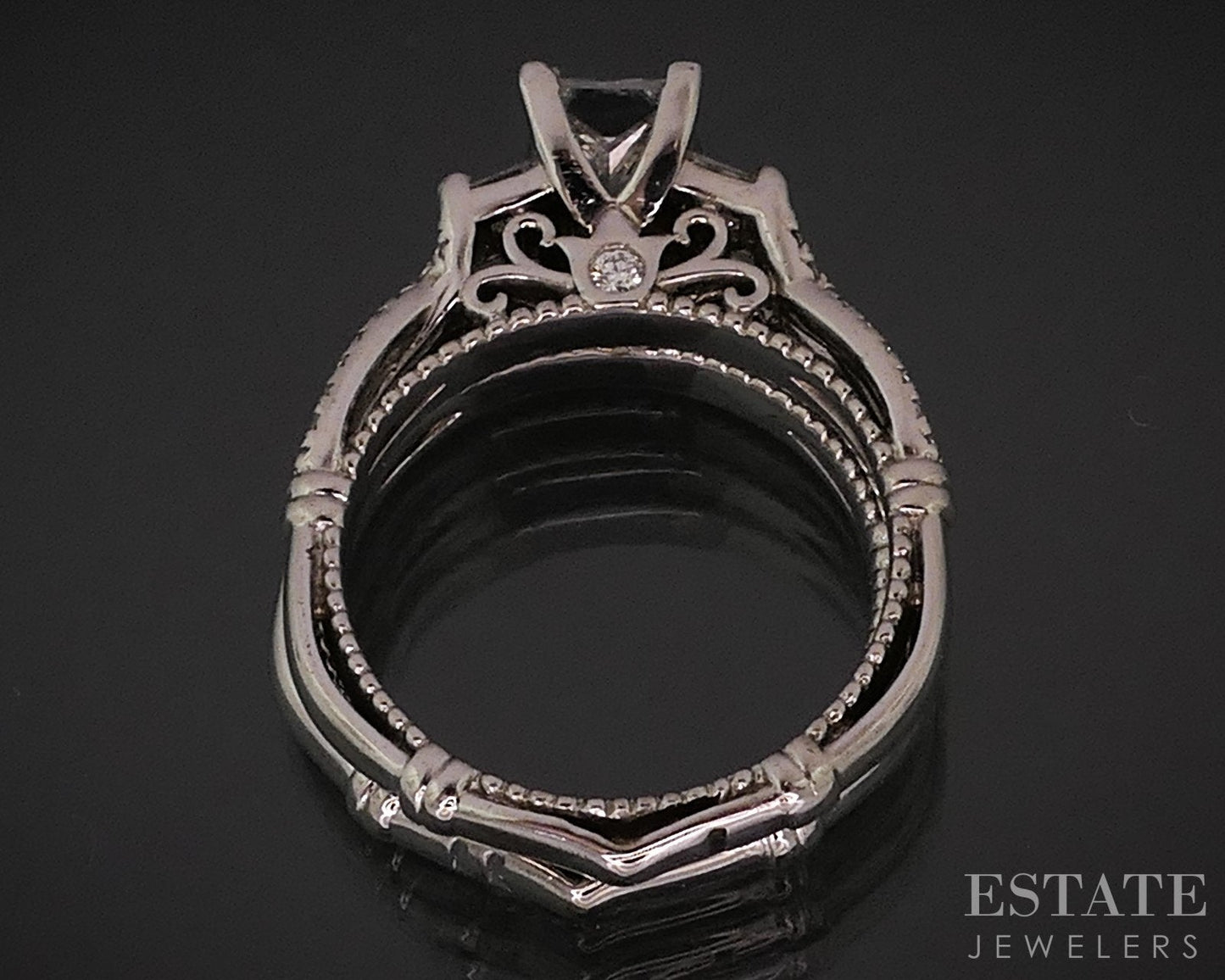 14k White Gold GIA Natural 1.20ctw Diamond Verragio Wedding Set 7.6g i18407