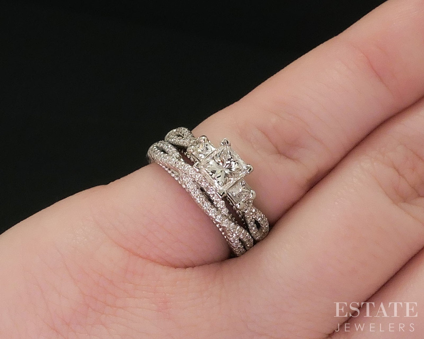 14k White Gold GIA Natural 1.20ctw Diamond Verragio Wedding Set 7.6g i18407