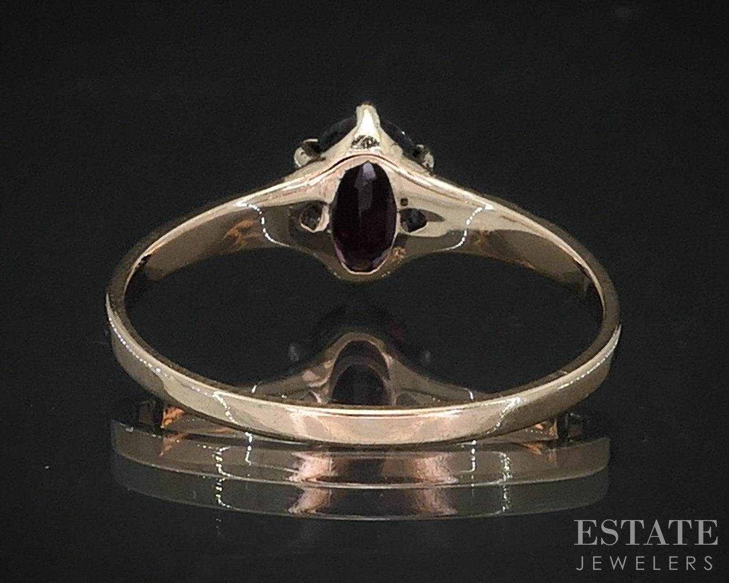 Antique 10k Yellow Gold Natural Rhodolite Garnet Solitaire Ring 1.3g i18418b