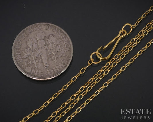18k Yellow Gold 1mm Cable Chain Link Ladies Necklace 1.7g 19"L i18423b