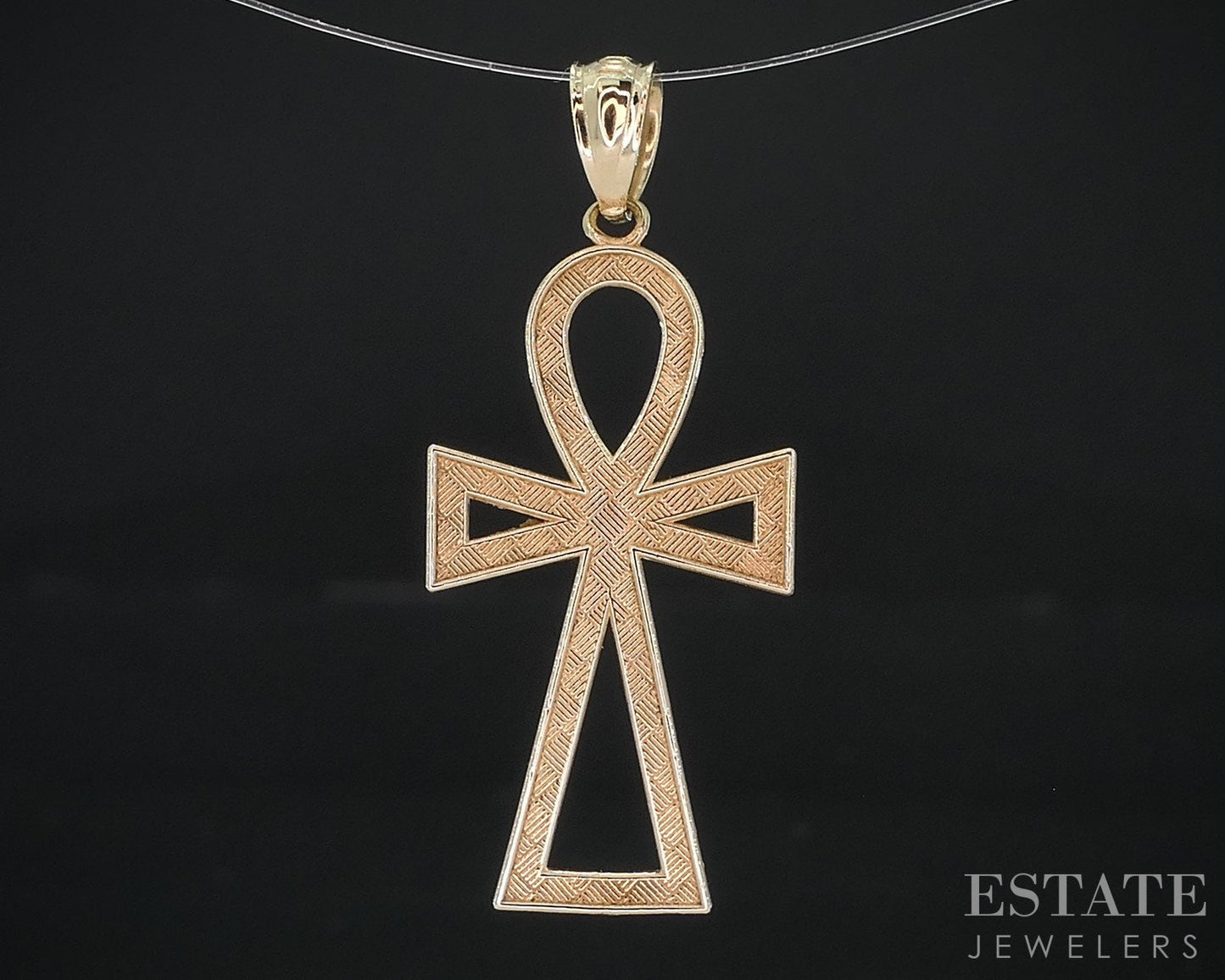 10k Yellow Gold Ankh Cross Ladies Charm Pendant 1g i18425b
