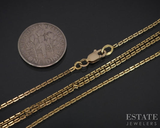 14k Yellow Gold 1mm Square Cable Chain Link Ladies Necklace 4.1g 19"L i18436b