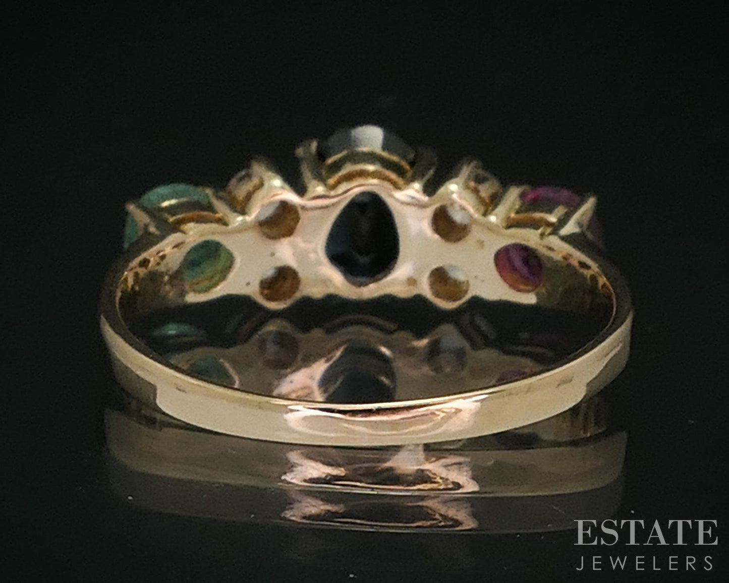 14k Yellow Gold Natural Multi Gem & Diamond Ladies Ring 1.7g i18459