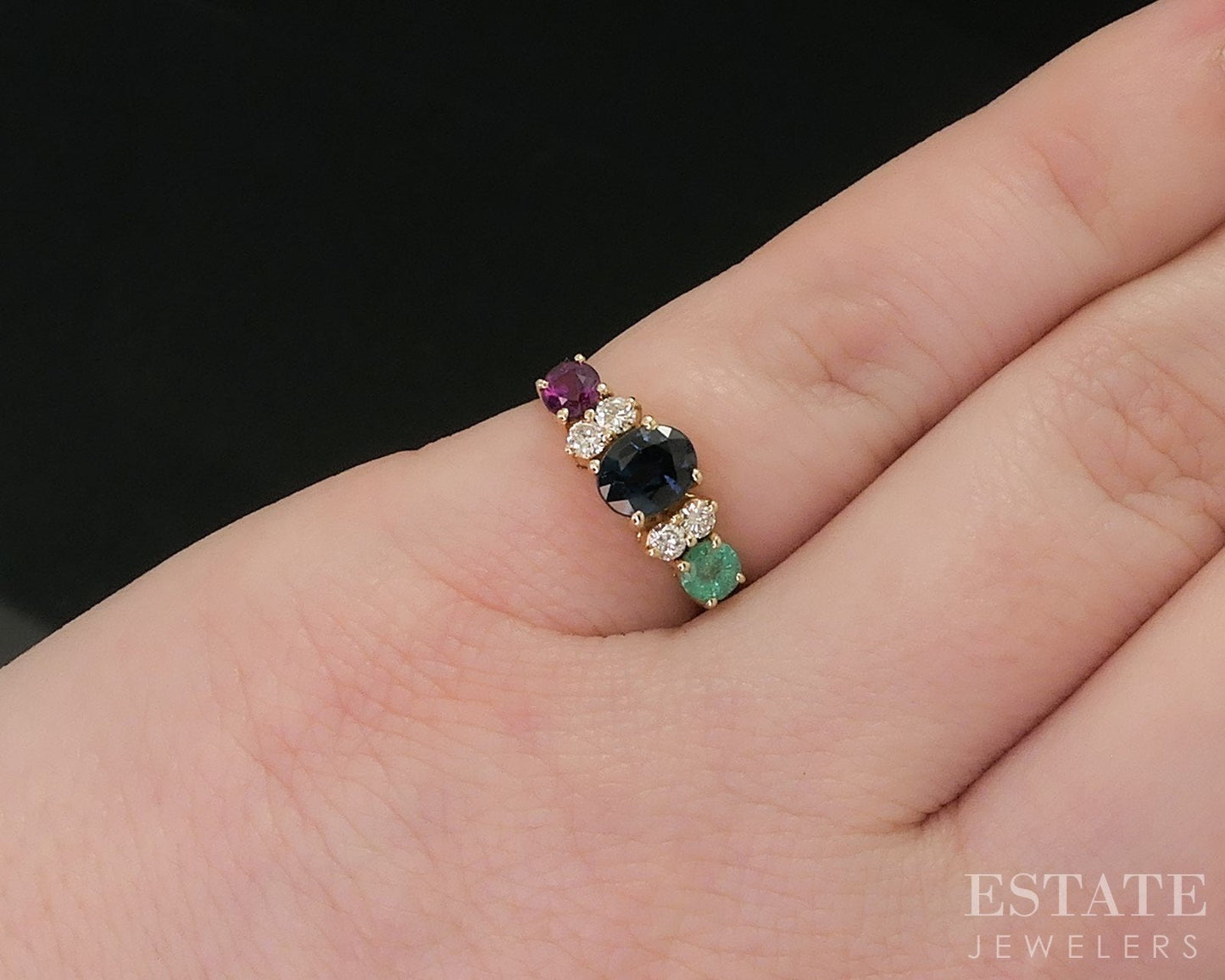 14k Yellow Gold Natural Multi Gem & Diamond Ladies Ring 1.7g i18459