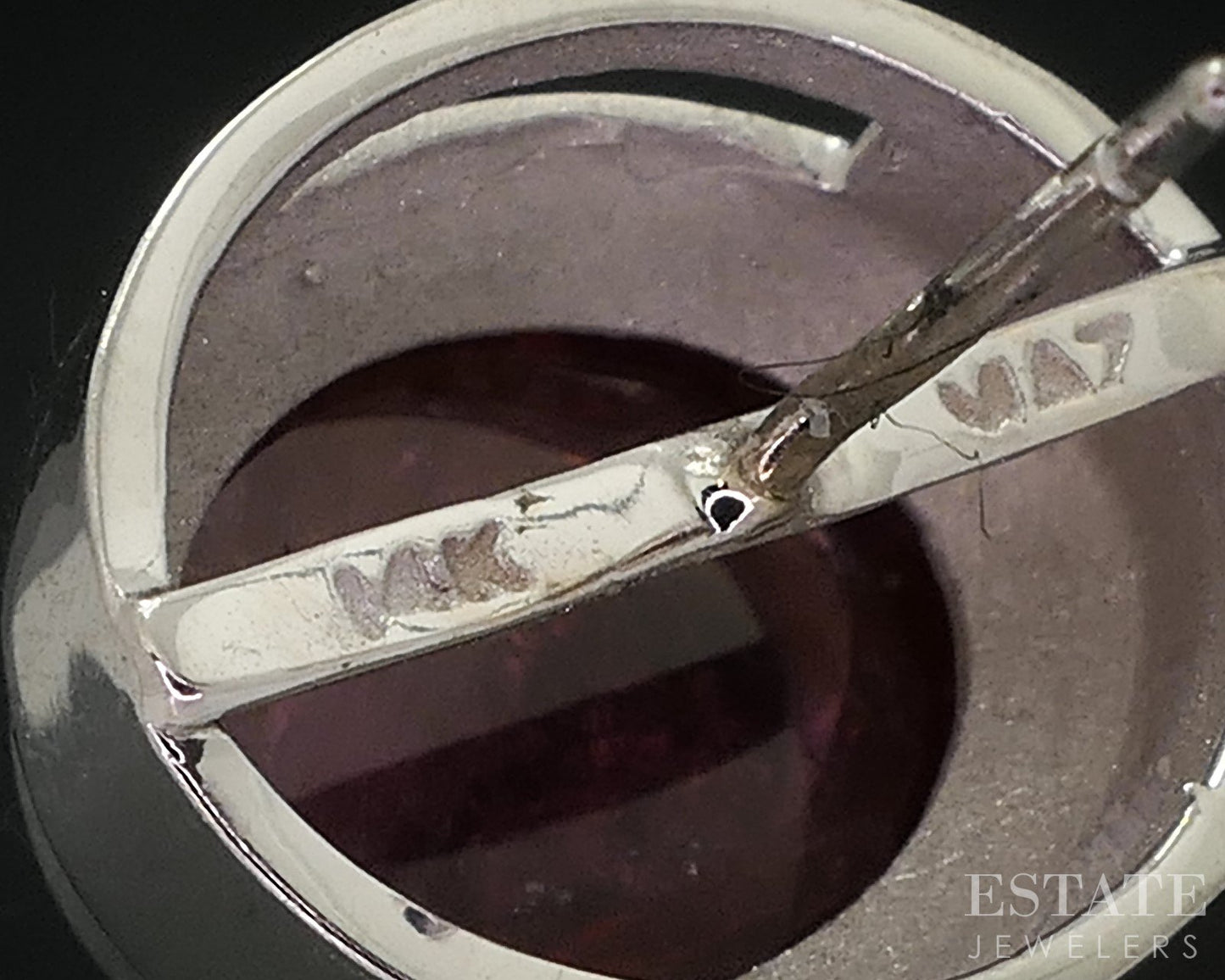 14k White Gold Cabochon Natural Pink Tourmaline Button Stud Earrings 9.4g i18444