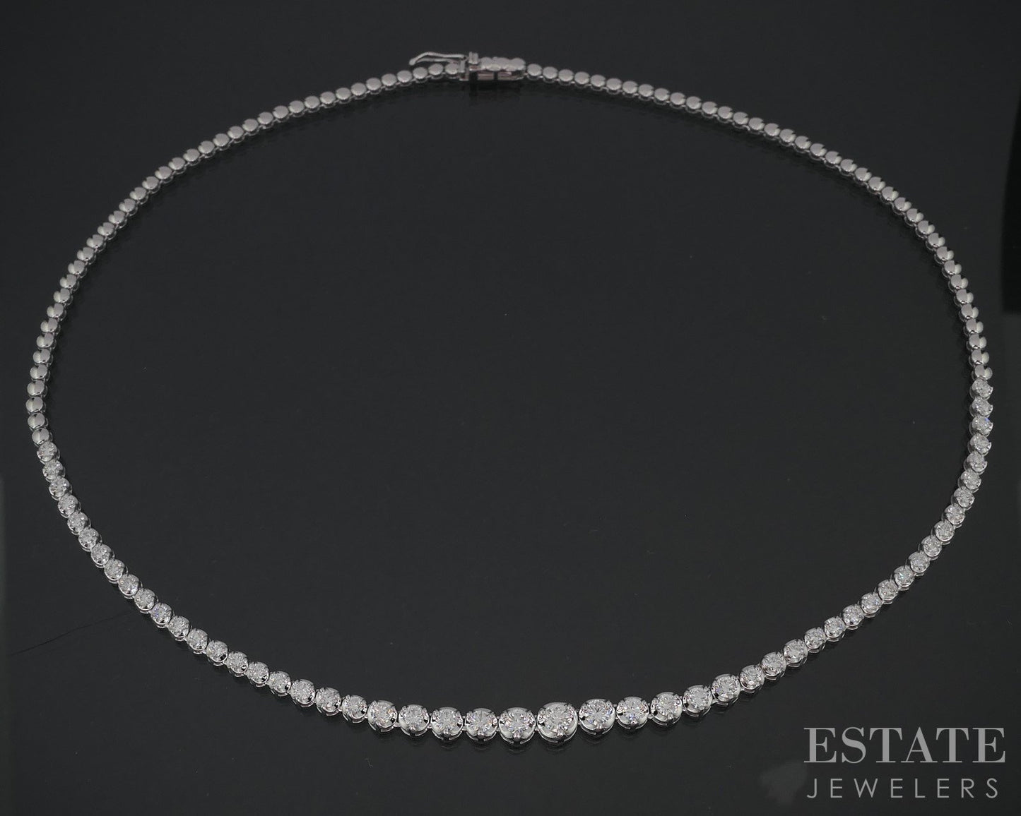 18k White Gold Round Natural 2.77ctw Diamond Tennis Necklace 16.6g i18490